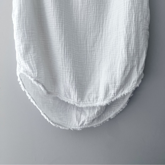 Roots White Raw Hem 100% Midi T-Shirt Dress Women’s Size Small - Picture 4 of 7